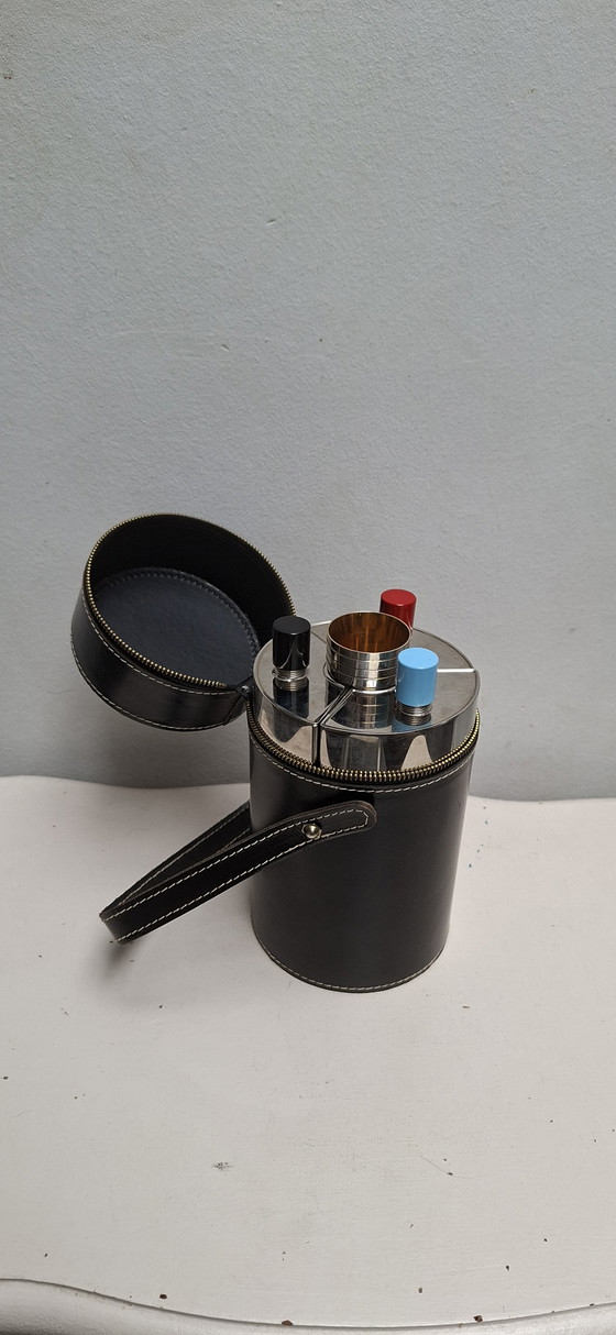 Image 1 of Vintage German Art Deco Travel Bar 3 bottles + 4 shots