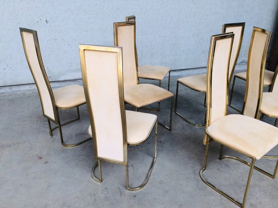 Image 1 of Set di 8 sedie da pranzo Hollywood Regency Design di Belgo Chrom, anni '70