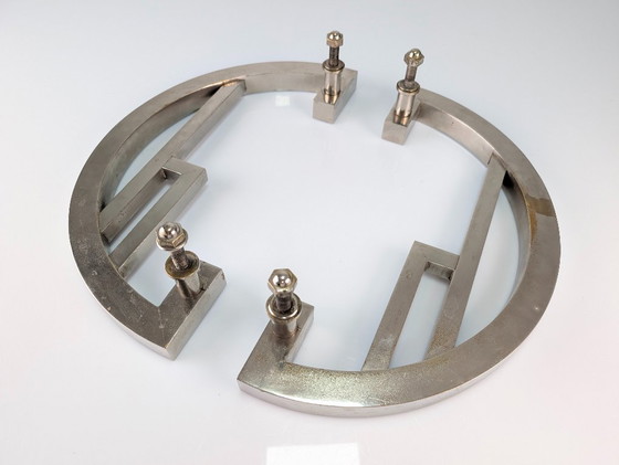 Image 1 of Pair of Art Deco Geometric Chromed Door Handles, 1920s