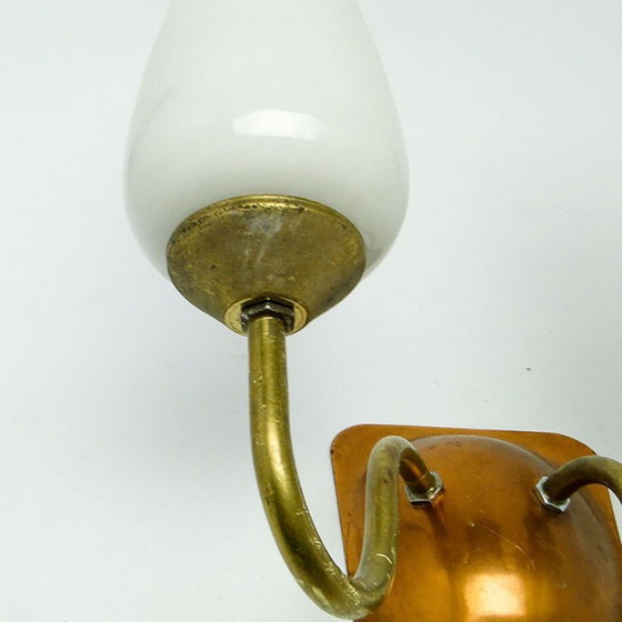 Vintage 2-Armed Wall Lamp in Brass, 1970s – Wall lights, Glass, Metal (photo 6 of 9)