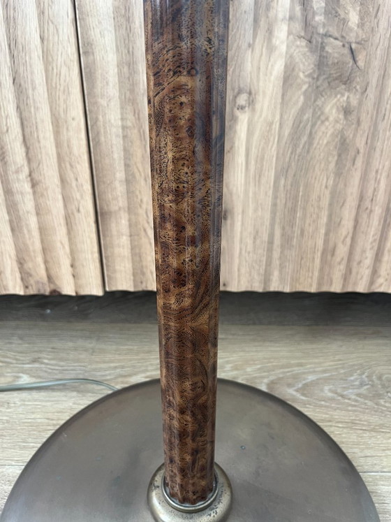 Image 1 of Lampada da terra vintage Relco Milano anni '80 – Legno di radica e bronzo – Design postmoderno italiano