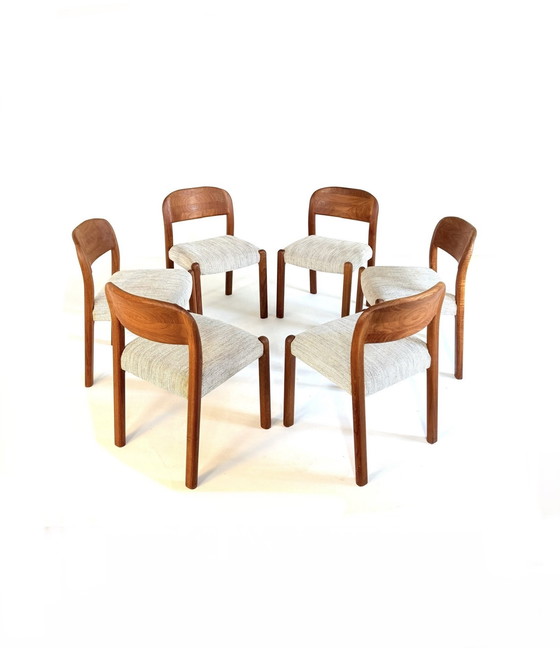 Image 1 of 6x gerestaureerde Deense eetkamerstoel, EMC Møbler ‘80