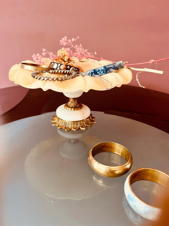 Image 1 of Cuenco de alabastro sobre base de latón - Alabastras Miquel