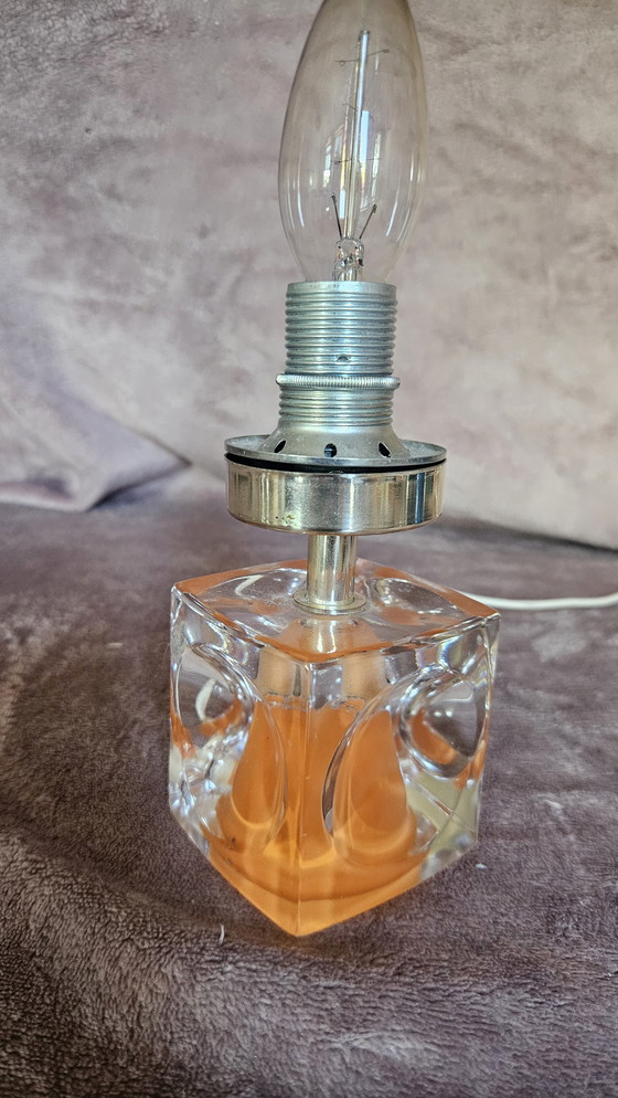 Image 1 of Lamp base cube resin orange retro