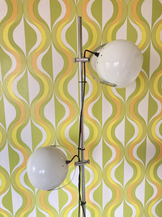 Image 1 of Lampadaire vintage de style spatial avec 2 spots sphériques