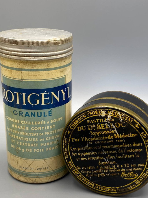 5 old pharmaceutical boxes and bottles – Brumaire, Belloc, Stovaïne, Protigényl – France, (photo 2 of 4)