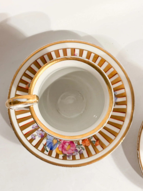 Pair of Hand-painted Dresden Porcelain Demitasse Cups, 1950s, Crockery, Rococo (photo 7 of 14)