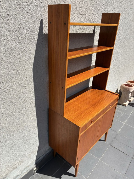 Zweedse Teak Boekenkast met Kast, jaren 60, Boekenkasten, Hout, Bruin, 1960 (foto 2 van 8)