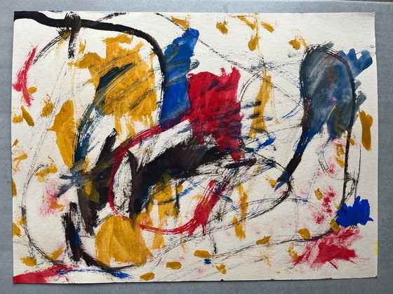 Image 1 of Gouache abstracto sobre papel natural de 250 g. Tamaño 40 x 30 cm.