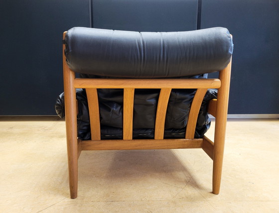 Image 1 of Vintage Black Leather Armchair By Eric Merthen For Ire Möbler