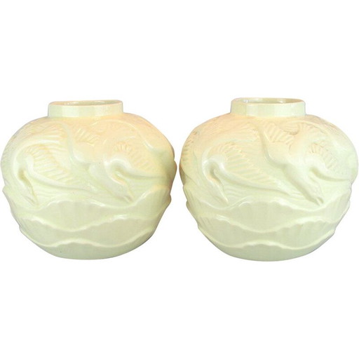 Paire de vases art déco vintage par Charles Catteau pour Boch Frères, 1930