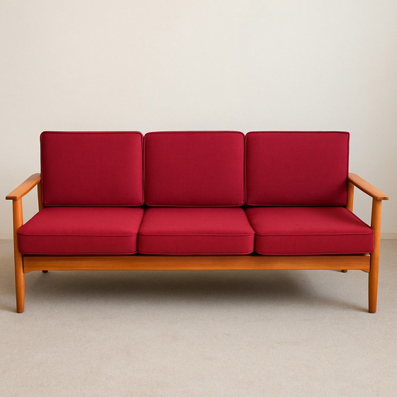 Image 1 of Excepcional conjunto de sofá y sillón Knoll Antimott de mediados de siglo, estilo danés moderno, década de 1970