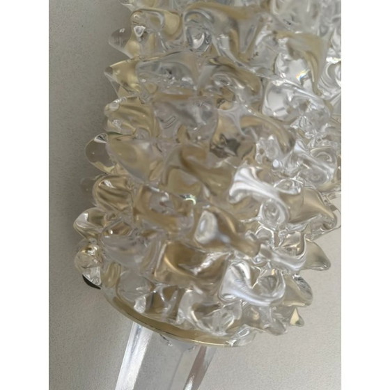 Image 1 of Een paar Art Deco Rostrato wandlampen in Barovier-stijl met helder Italiaans Muranoglas