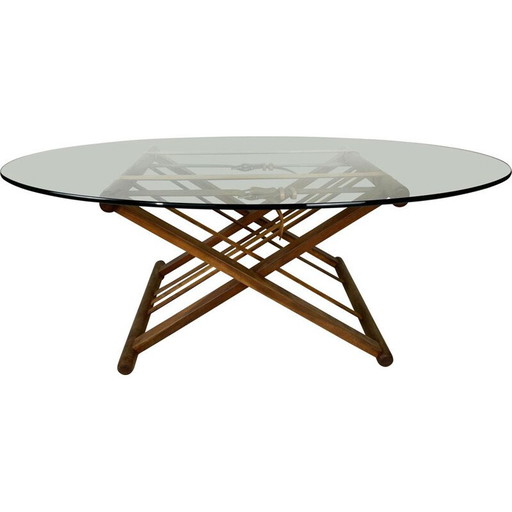 Tavolino da caffè vintage in legno e vetro di Andreas Hansen per Haslev Furniture, Danimarca 1990