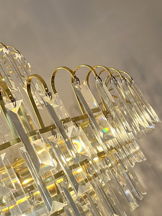 Lampadario in Cristallo Tagliato a Mano di Grandi Dimensioni Stile Mid-Century – Rame (photo 3 of 6)