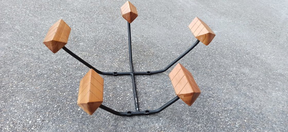 Image 1 of Appendiabiti da parete vintage in teak e metallo