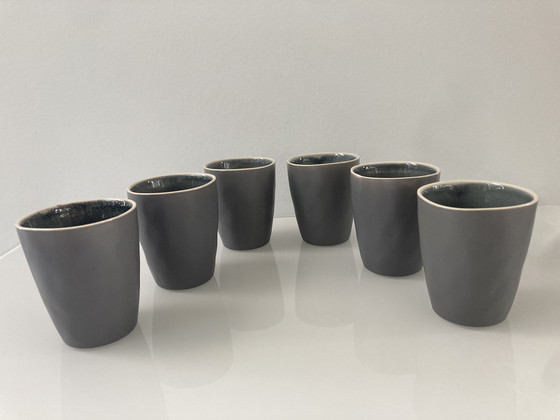 Image 1 of Set Of Six Blue Gray Espresso Cups