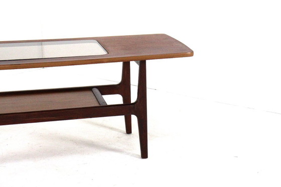 Image 1 of Vintage coffee table with glass and magazine rack 'Bristol'