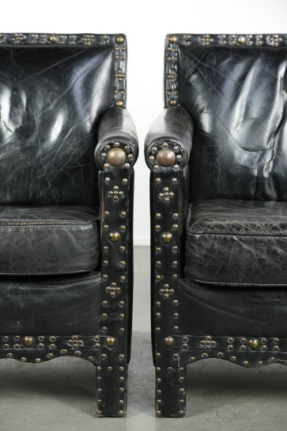 Image 1 of 2 x Einzigartige, besondere, elegante Kuhfell-Sessel mit Lederbeinen