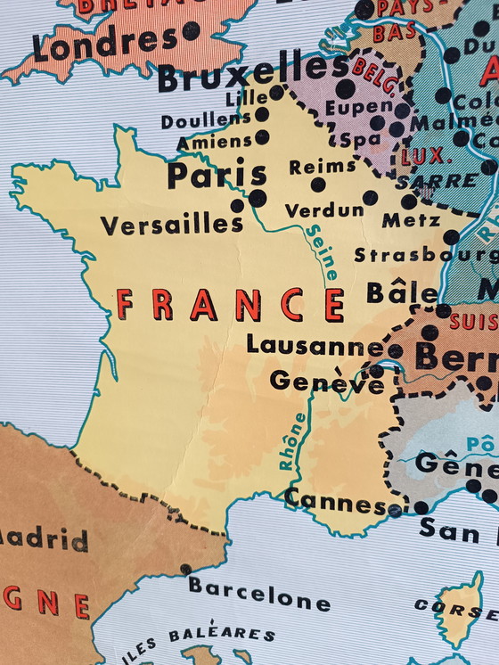 Image 1 of Mappa murale scolastica d'epoca - Europa 1918-1923