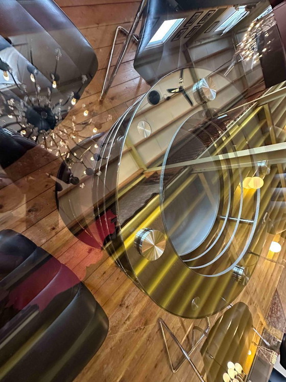 Image 1 of Set of 6 Vintage Walter Knoll ‘Art Collection’ Dining Chairs – Black Leather & Chrome