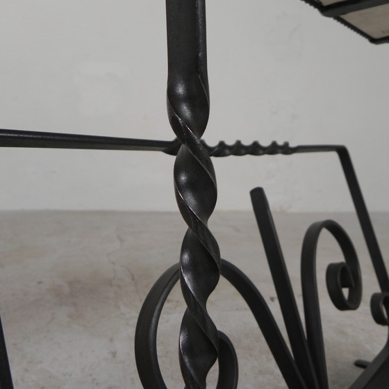 Image 1 of Vintage Newspaper Rack, Magazine Rack, Table With 3 Tiles