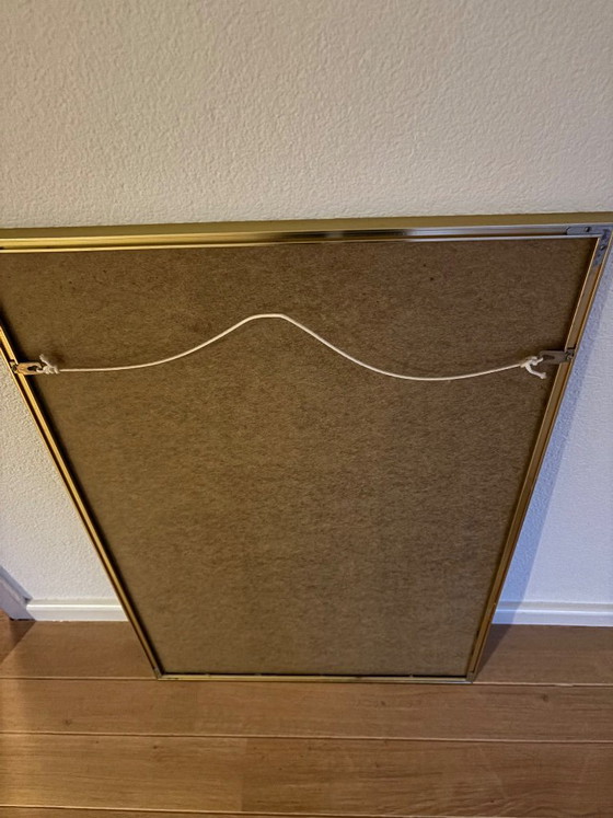 Image 1 of Rectangular Wall Mirror with Brass Frame 87 x 56 x 2 cm