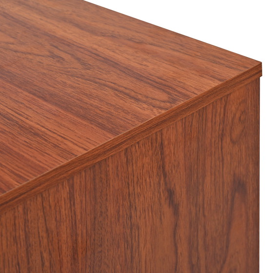 Image 1 of Urban Meuble vintage dressoir van rotan in walnoot houtlook met 2 deuren en 3 lades met zwarte handgrepen 120*38*78cm CRI