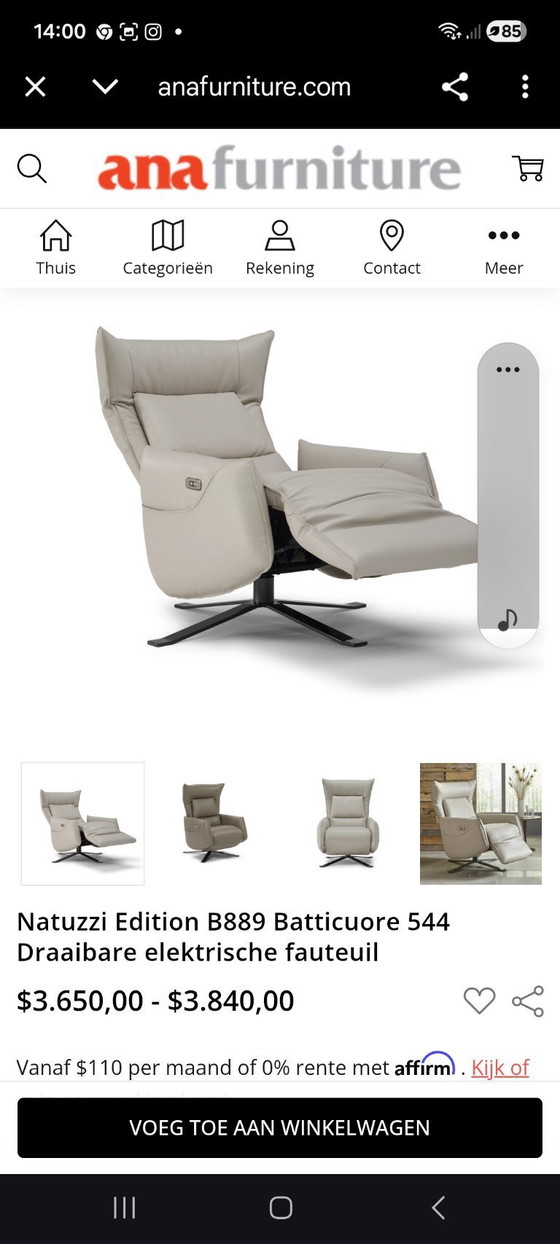 Image 1 of 2 fauteuils inclinables électriques Natuzzi Batticuore