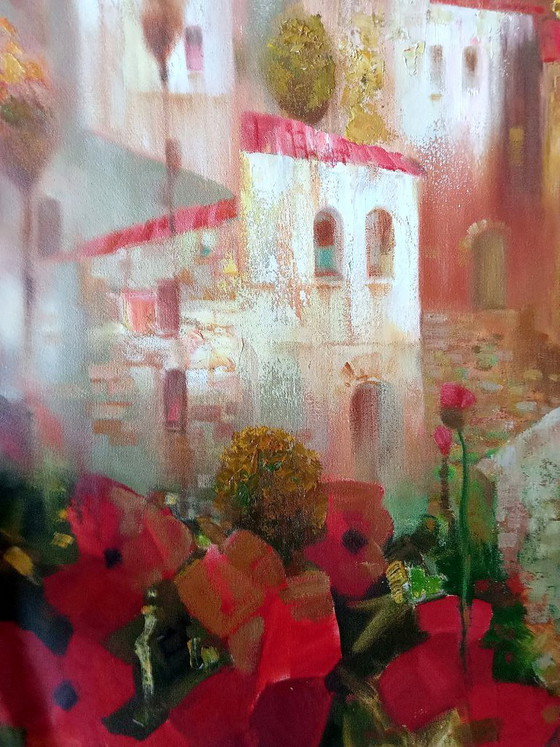 Original Oil Painting Abstract Expressionism Figurative Symbolism Autumn City, Paintings & Drawings, Canvas (photo 6 of 7)