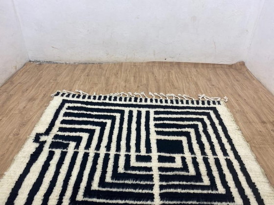 Traditioneel handgeweven Berberkleed, zwart-wit, maat 3/3 meter – Accupunto, Vloerkleden en tapijten, Wool (photo 9 of 9)