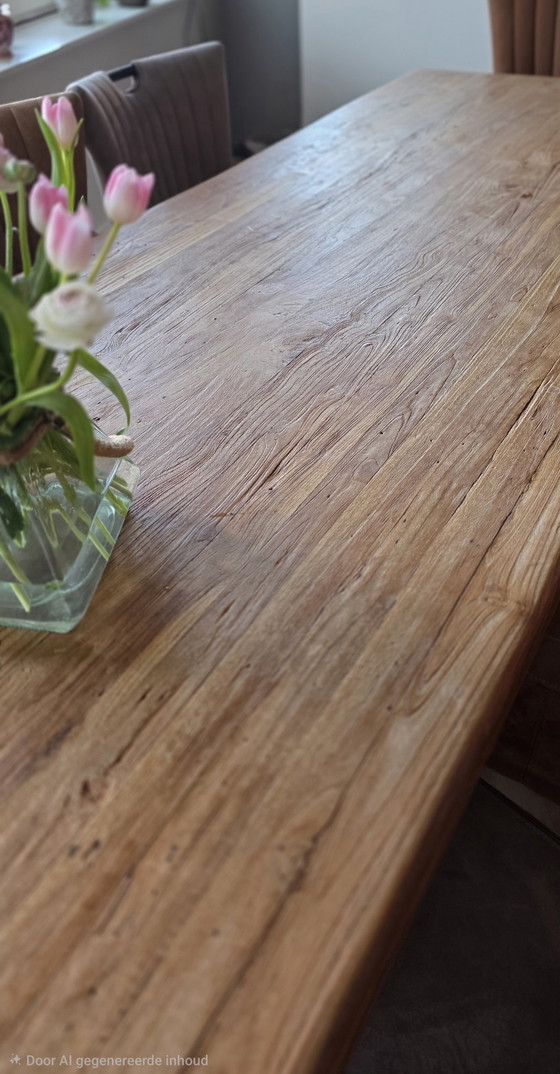 Image 1 of Massief eiken eettafel 220x100x77 cm