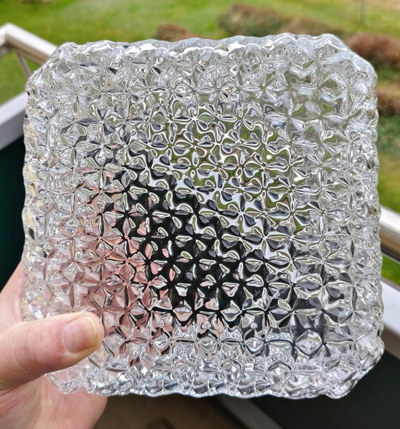 Image 1 of Plafonnier design milieu du siècle – Verre dépoli et laiton – Années 1960/70