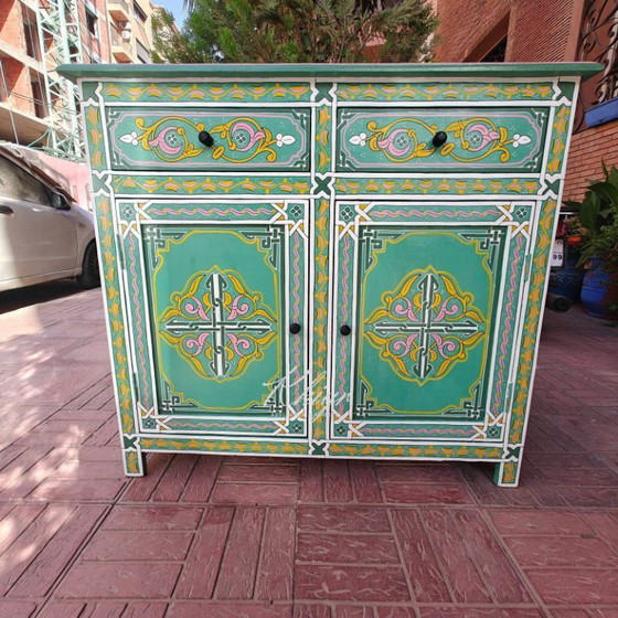 Image 1 of Credenza marocchina dipinta a mano | Credenza berbera bohémien marocchina
