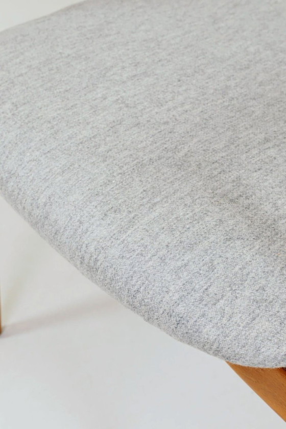 Image 1 of Fauteuil scandinave vintage en tissu laine gris pierre - entièrement restauré, années 1970