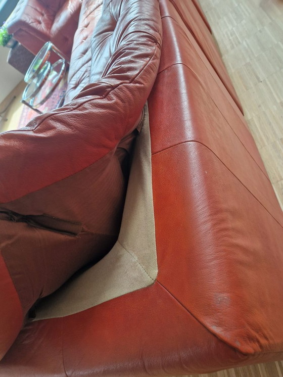 Image 1 of Divano in pelle vintage - rosso/arancio