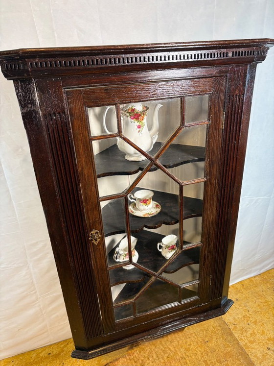 Image 1 of Antique Georgian Hanging Corner Cabinet – Circa 1830  A beautiful antique Georgian hanging corner cabinet dating from around 183