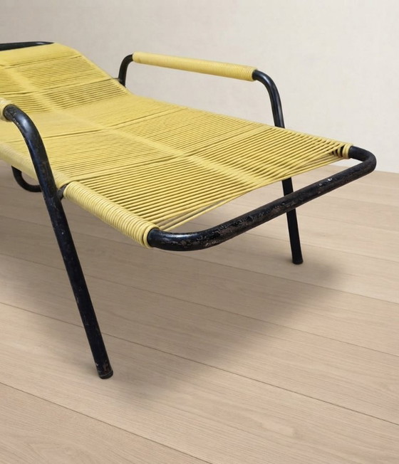 Poltrona Lounge Vintage Corda Gialla, Metallo Tubolare, Anni '70, 120 x 56 42 cm – Sedie a dondolo (photo 10 of 12)