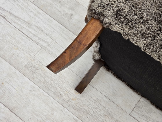 Image 1 of 1960s Reupholstered Danish Armchair in New Zealand Genuine Sheepskin