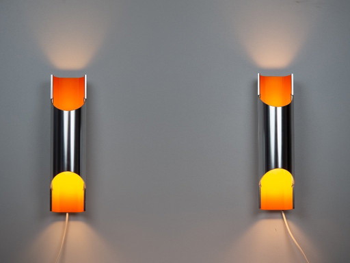 Coppia di lampade da parete vintage danesi Pandean di Bent Karlby, Lyfa, anni '60