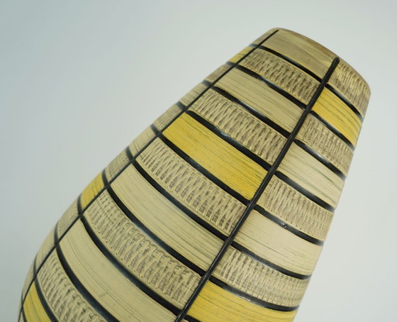 Image 1 of large west german mid century vase 1950s FLOOR VASE model no. 103/40 with scraffito decoration