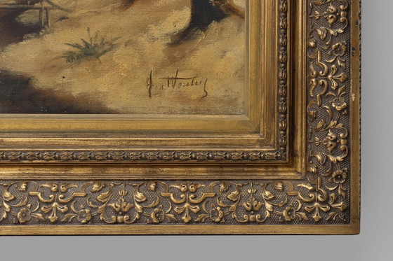 Image 1 of Ölgemälde „Winter in Flandern“ des niederländischen Künstlers Henri Wouters (1866-1935)