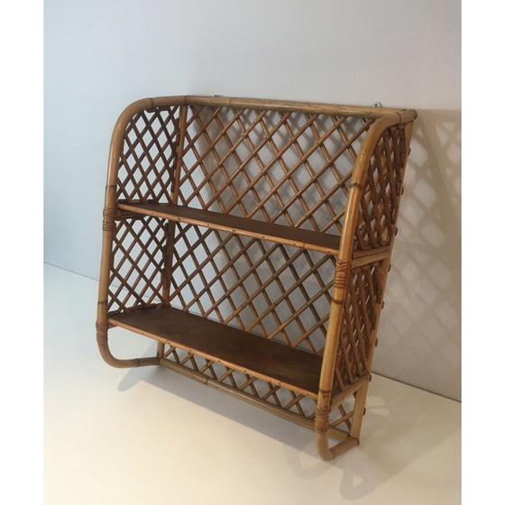 Image 1 of Vintage wall shelf in rattan, 1950