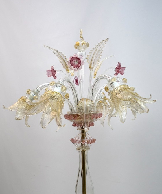 Image 1 of Lampadaire à 6 bras en verre de Murano soufflé Ca'Rezzonico, Italie, années 1950