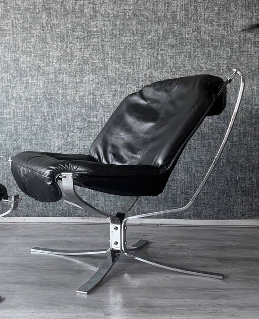 Fauteuil lounge Falcon vintage – Sigurd Resell – Chrome