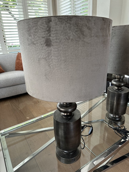 2 Light & Living Table Lamps – tafellampen, Metal, Velvet (photo 2 of 5)