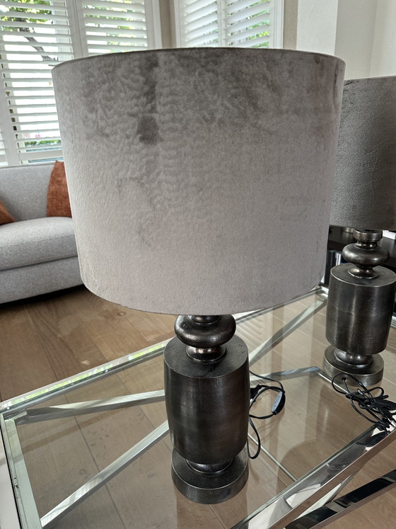 2 Light & Living Table Lamps – Metal, Velvet (photo 2 of 5)