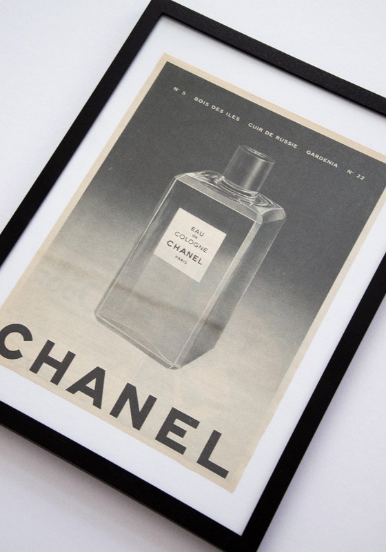 Image 1 of Original Vintage Chanel Eau de Cologne Advertisement Poster 1961 / Framed / 33x25cm / Very Good Condition / Plakat