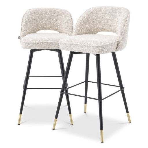 EICHHOLTZ Bar stoel Cliff set van 2 - Bouclé cream