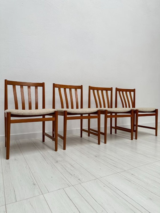 Image 1 of 4x Vintage Teak Dining Chairs by Slagelse Møbelværk 60s
